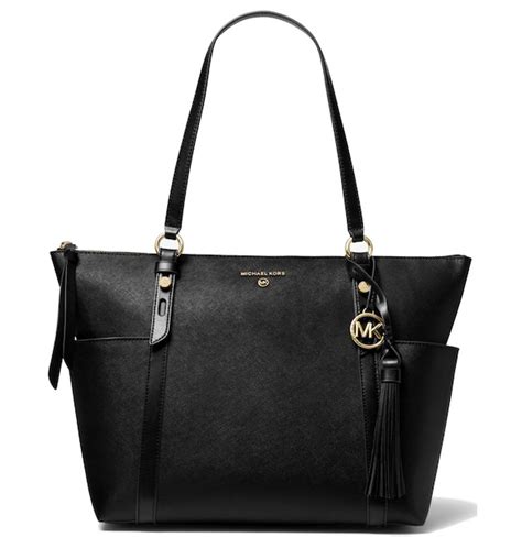 michael kors saffiano top zip tote black|sullivan large saffiano leather tote.